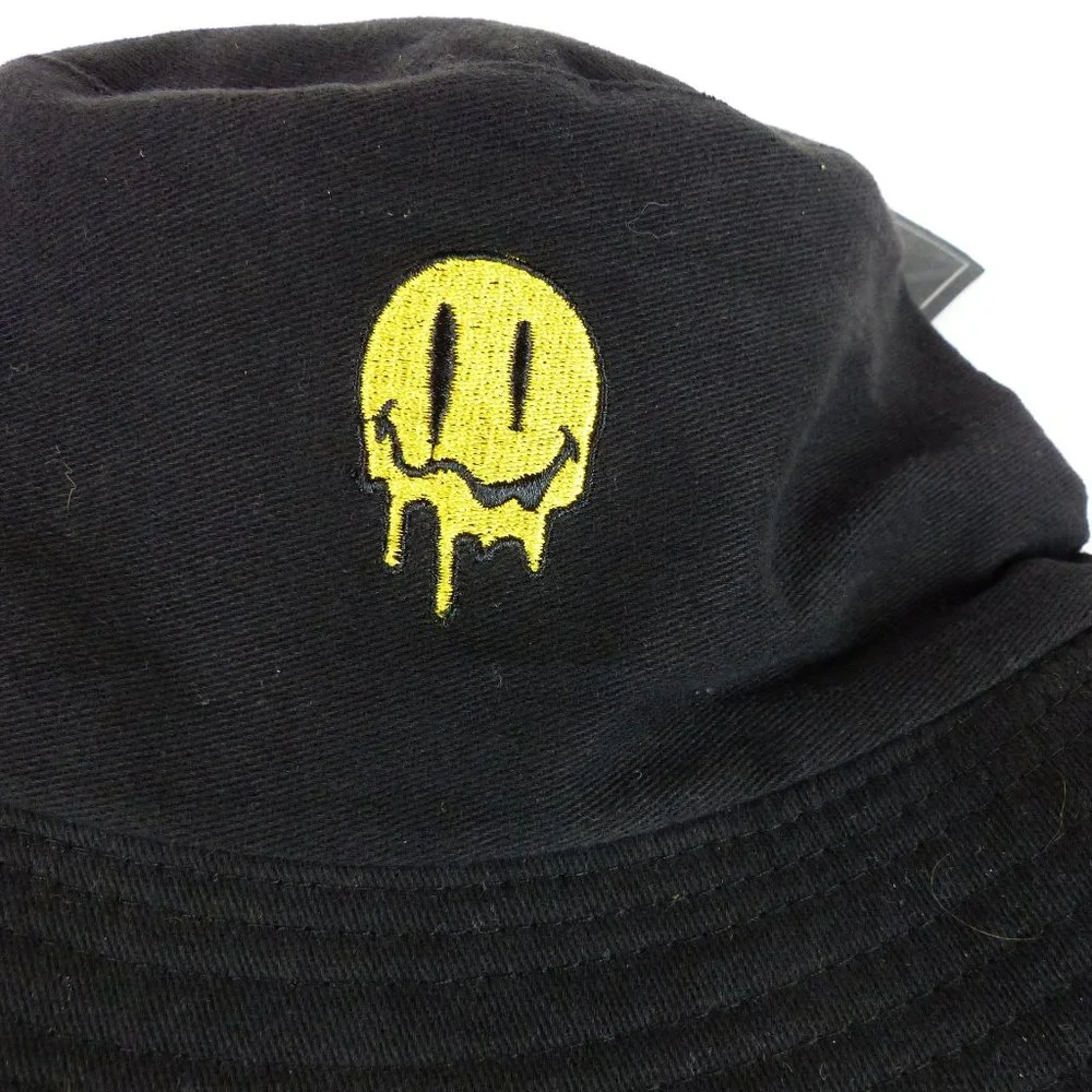 Eighty Eight Embroidered Melting Face Bucket Hat Adult One Size Black Reversible